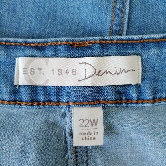 Y2K Cato Est. 1946 Womens Blue Patchwork Detailing Denim Mini Skirts Size 22W - Picture 5 of 7